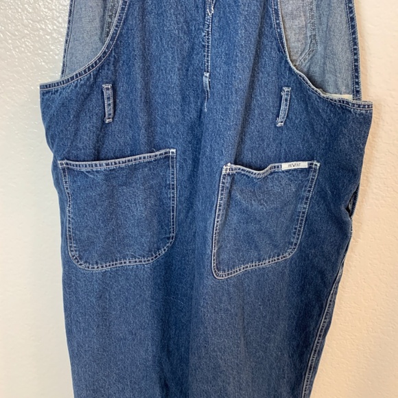 Vintage Revolt Denim Carpenter Bib Overalls Womens Size 22 Blue Embroidered Boho - Picture 12 of 14